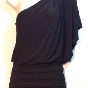 Black Drape One Shoulder Bodycon Skirt Cocktail